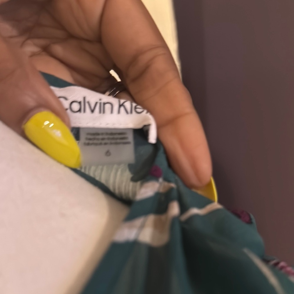 Calvin Klein Teal Floral Midi Dress - Picture 2 of 5